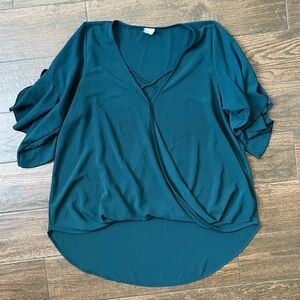 Blue layered long length mid sleeve blouse